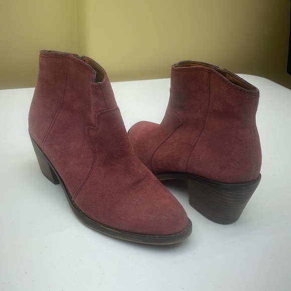 Lucky Brand Mauve Leather Ankle Zip Up Bootie Boots Size 6.5 - Picture 11 of 12